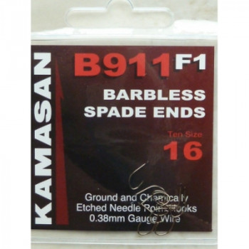 Kamasan B911 F1 Barbless Spade ends Hooks Size 22